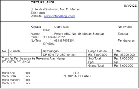 Contoh Invoice Perorangan Ke Perusahaan Dan Cara Membuatnya