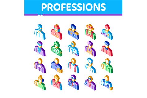 Professions People Isometric Icons Set Vector By Pikepicture Thehungryjpeg