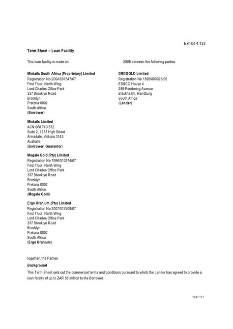 Employment Term Sheet Template