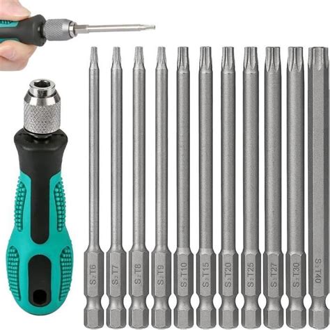 12 Pièces T6 T40 Tournevis Torx Embouts Longs Torx 100 mm de Long