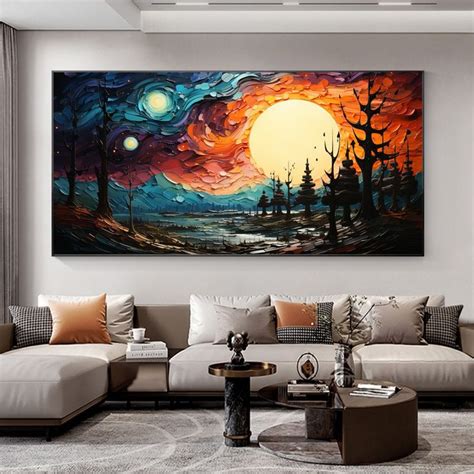 Large Abstract Starry Sky Oil Painting On Canvas Original Etsy In