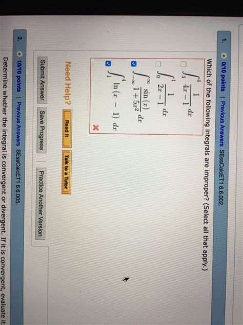 Solved 1 0 10 Points Previous Answers SEssCalcET 1 Chegg