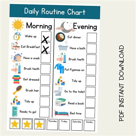 Daily Routine Chart Home School Autism Special Needs Children Etsy