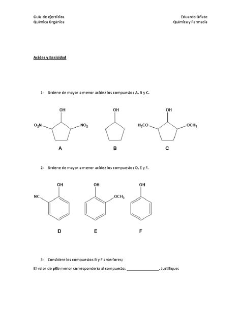 Guia De Ejercicios Organica Qu Mica Org Nica Qu Mica Y Farmacia