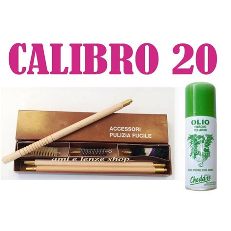 Kit Pulizia Fucile Calibro Scovoli Con Asta Olio Spray Armi