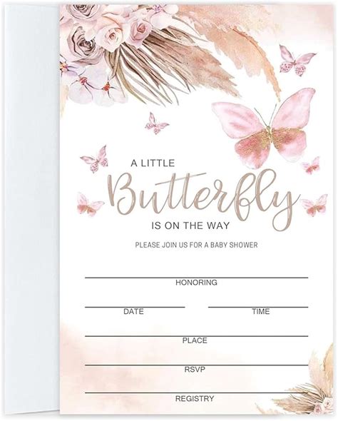 Amazon Moonle Baby Shower Invitation With Envelopes Pink Pampas