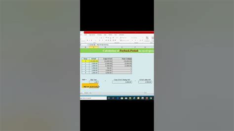 How To Calculate Payback Period Pbp In Excel Spreadsheet Youtube