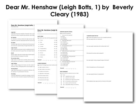 Dear Mr Henshaw Leigh Botts 1 By Beverly Cleary 1983 Made By