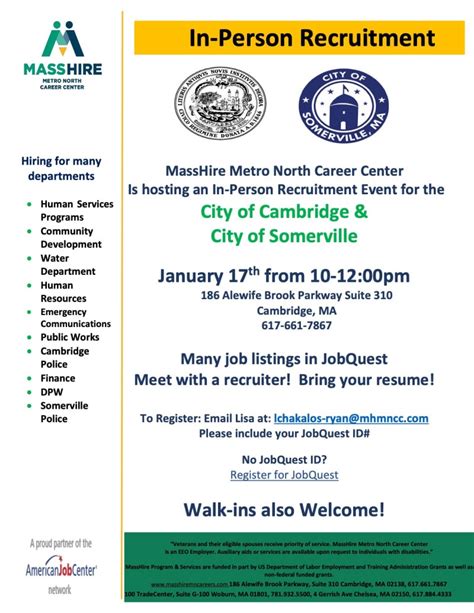 Recruitment Cambridge Somerville Masshire Metro North Career Center