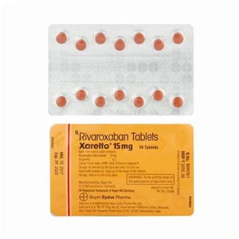 Xarelto Rivaroxaban Tablets Bayer Pharmaceuticals Pvt Ltd