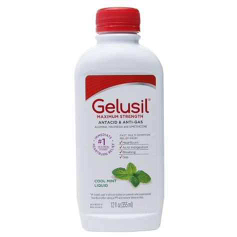 Gelusil Maximum Strength Antacid & Anti-Gas Liquid, Cool Mint, 12 fl oz ...