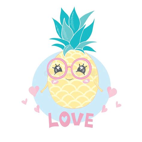 Cartoon Pineapple In Glasses Fresh Cute Exotic Fruit Wear In Sunglasses Stock Vector