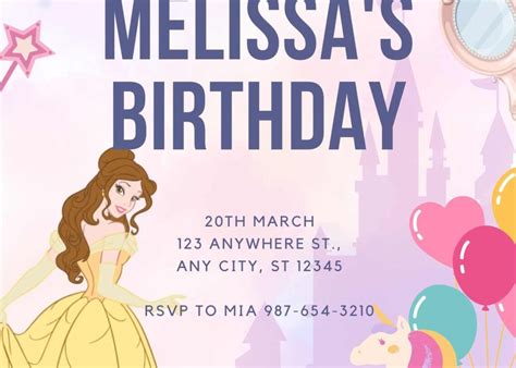 Easily Edit Pdf Invitation Disney Princess Birthday Invitation