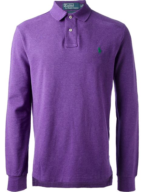 Polo Ralph Lauren Long Sleeve Polo Shirt In Purple For Men Lyst