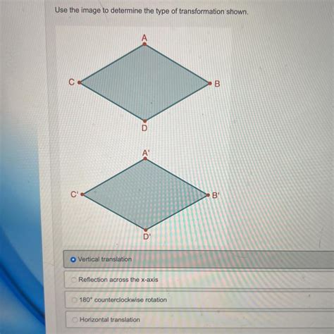 Use The Image To Determine The Type Of Transformation Shown A Vertical