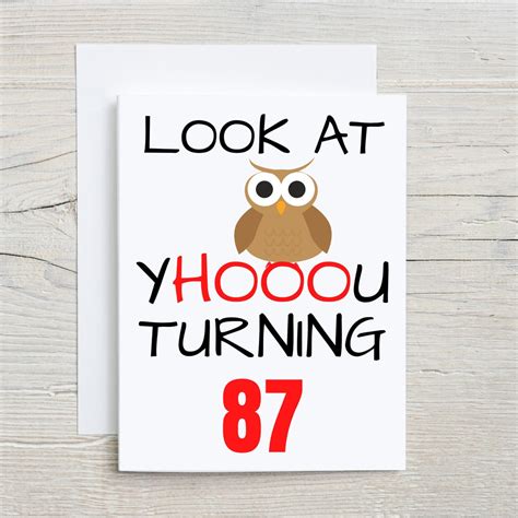 87th Birthday Card 87th Birthday Funny Birthday Card Etsy