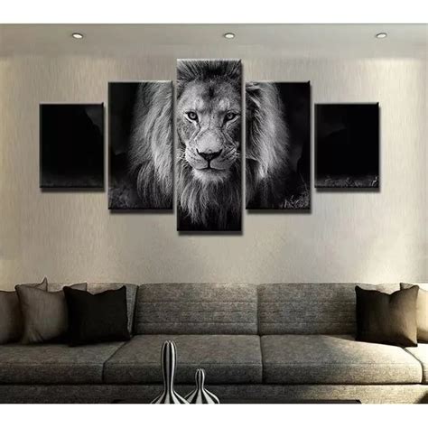 Quadro Mosaico Decorativo Leao Preto E Branco Lindo Mania 1236 Para