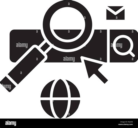 Searching Black Icon Vector Sign On Isolated Background Searching