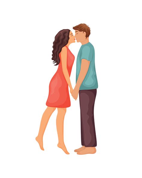 People In Love A Man And A Woman Kissing Romantic Cartoon Style Illustration A Guy And A Girl