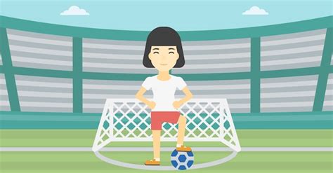 Futbolista Con La Ilustraci N Del Vector De La Bola Vector Premium