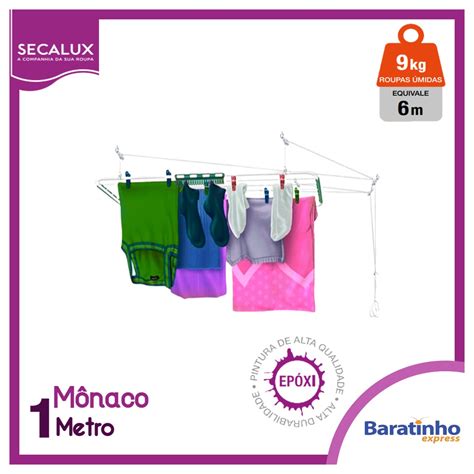 Varal De Teto Para Roupas M Naco Metro Secalux A O Branco Shopee Brasil