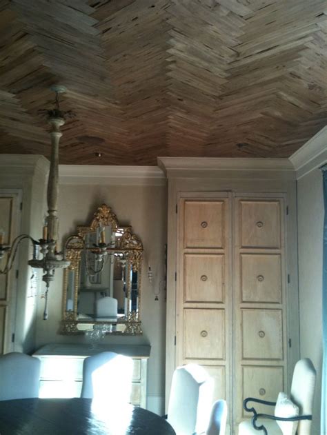 Meridy King Interiors Great Herringbone Pecky Cypress Ceiling