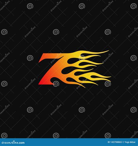 Number Burning Flame Logo Design Template Stock Vector Illustration