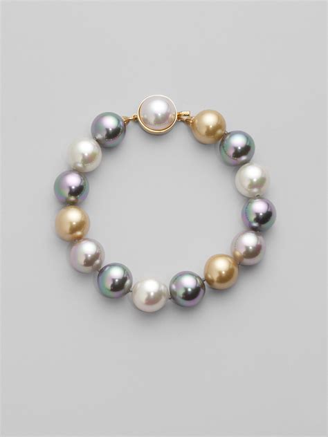 Lyst Majorica 12mm Multicolor Round Pearl Bracelet