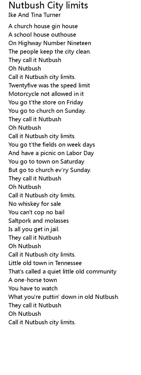 Nutbush City limits 歌词 - 歌词网