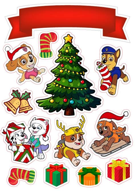 Topo De Bolo Patrulha Canina Natal Paw Patrol Christmas Paw Patrol