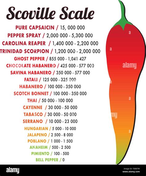 Scoville Pepper Heat Unit Scale Vector Illustration Stock Vector Image