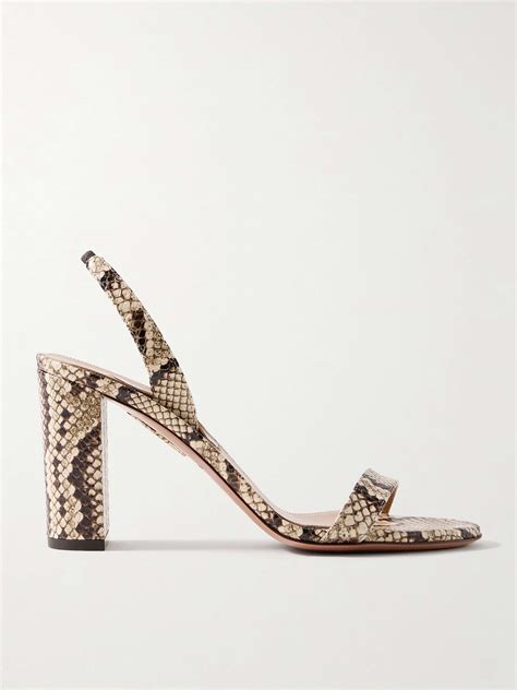 Aquazzura So Nude Snake Effect Leather Slingback Sandals Net A Porter