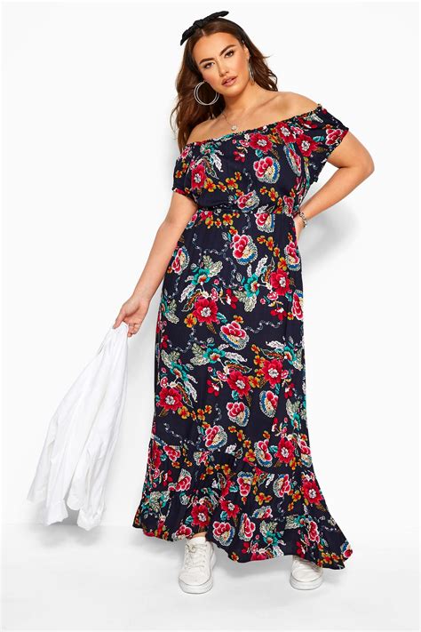 Navy Floral Gypsy Maxi Dress Yours Clothing