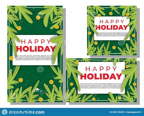 Happy Holiday Social Media Post Template Design Collection Illustration