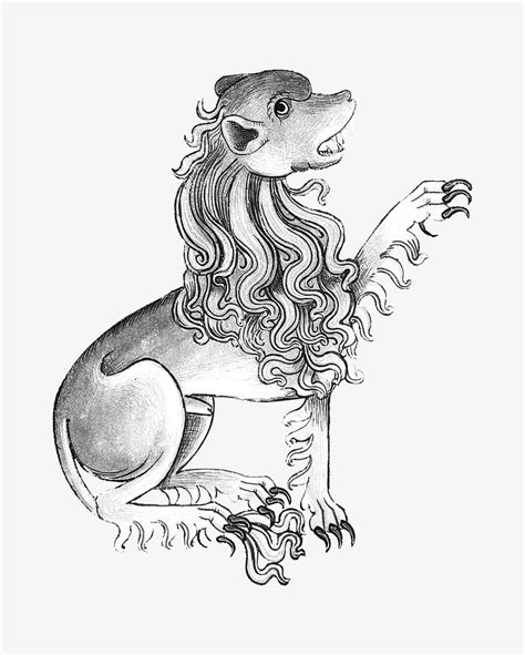 Lion Vintage Mythical Creature Illustration Premium Photo