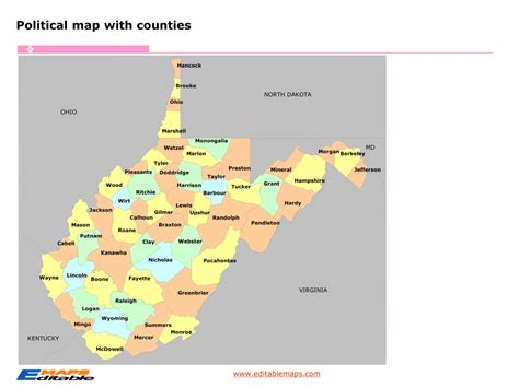 West Virginia county map - Editable PowerPoint Maps