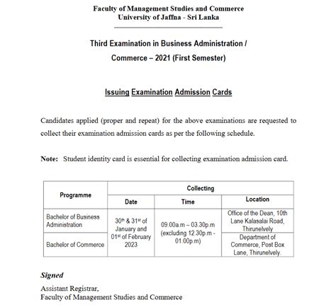 Issuing Examination Admission Cards Third Examination In Business