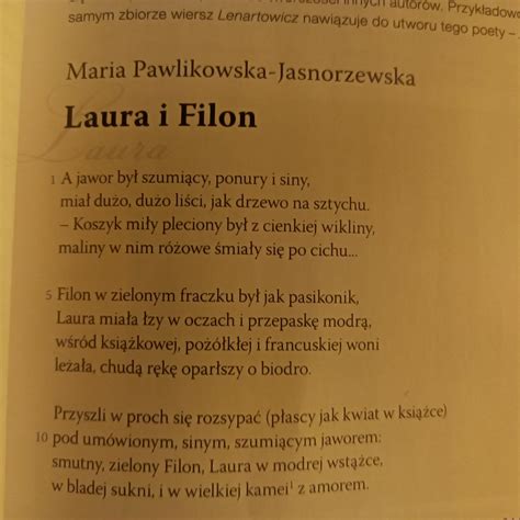 Maria Pawlikowska JasnorzewskaWiersz Laura i FilonZadanie Które