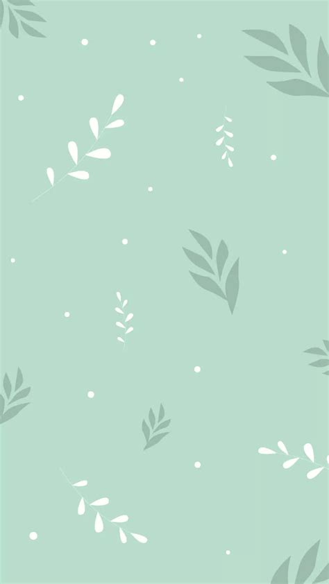 Download Pastel Green Background White Gray Leaves