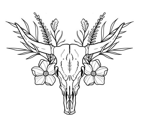 Bull Skull And Flowers Tattoo Stencil Bull Skull Tattoos Cow Skull