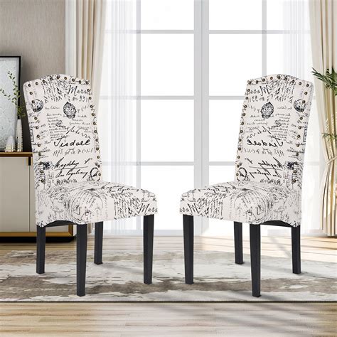 Contemporary Accent Chair Linen Upholstered Dining Chairs Set Of 2