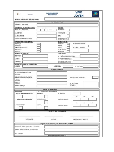 01 Formulario De Inscripción Pdf