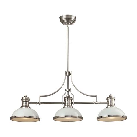 Titan Lighting Chadwick 3 Light Satin Nickel With White Metal Shades