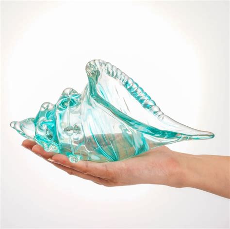 Hand Blown Glass Conch Décor Glass Sea Shells Figurine Art Glass Sculpture Home Décor