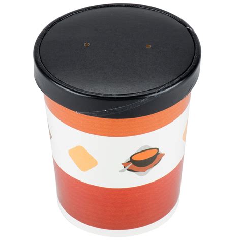 Choice Oz Double Poly Coated Paper Soup Hot Food Cup With Vented Paper Lid Pack