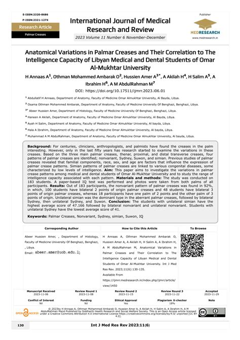 Pdf Anatomical Variations In Palmar Creases And Their Correlation To