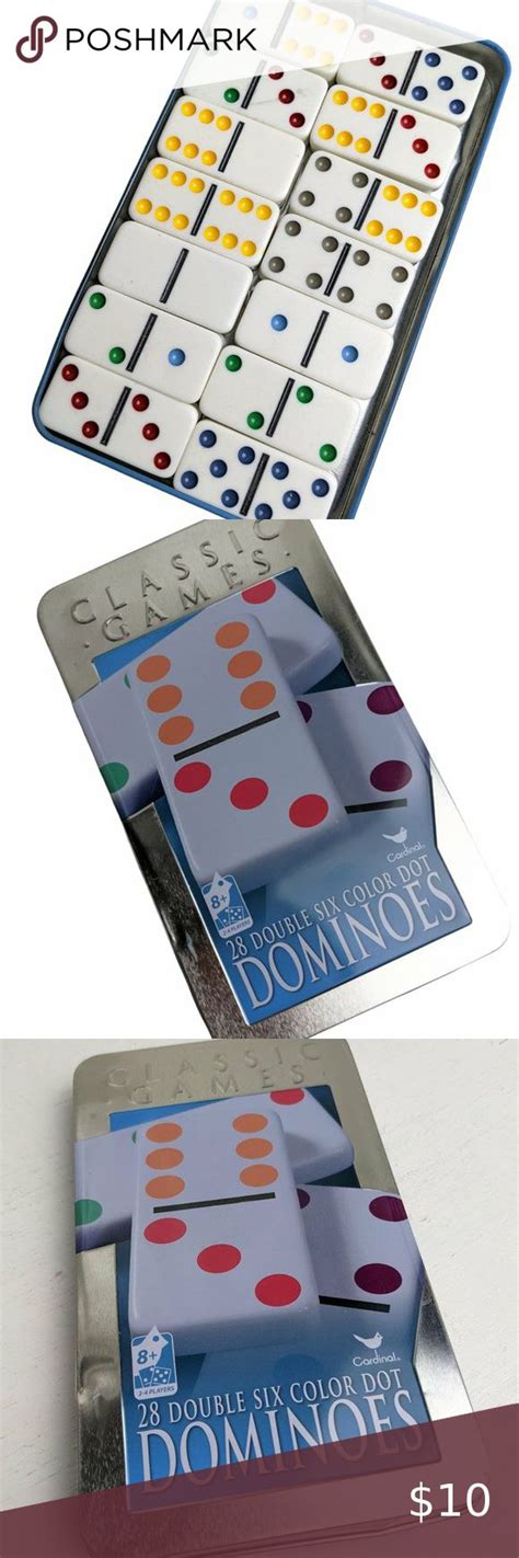 Double Six Color Dot Dominoes Classic Game Tin Storage Container