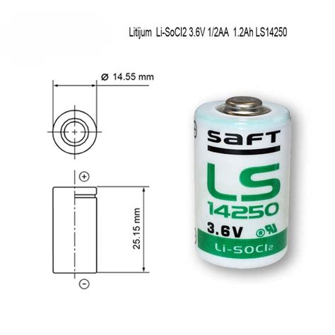 Lithium 1 2AA 3 6V 1200mAh LS14250 SAFT BATLI LS14250