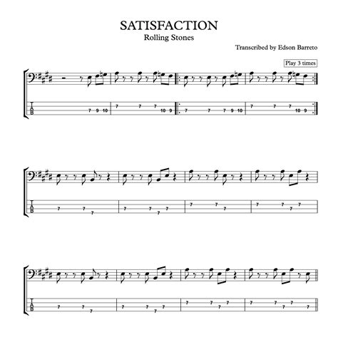 I CAN T GET NO SATISFACTION Rolling Stones Bass Score Tab Lesson