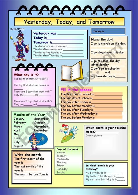 Yesterday Today And Tomorrow ESL Worksheet By 5puravida5